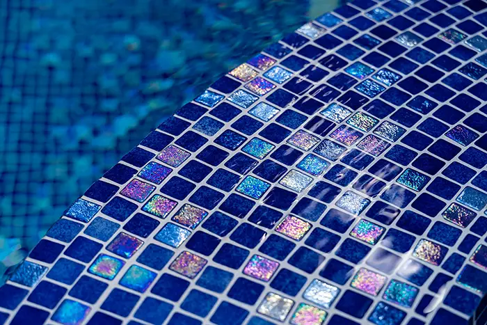 Indoor pool design Close up of pool tiles