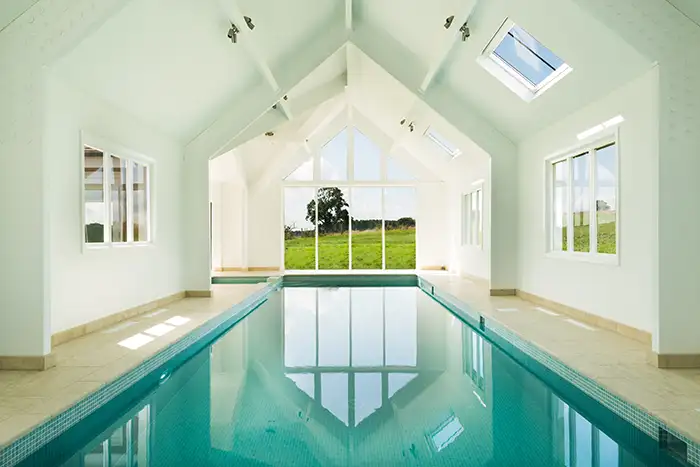 How moving floor pools work Internal view of a pool house