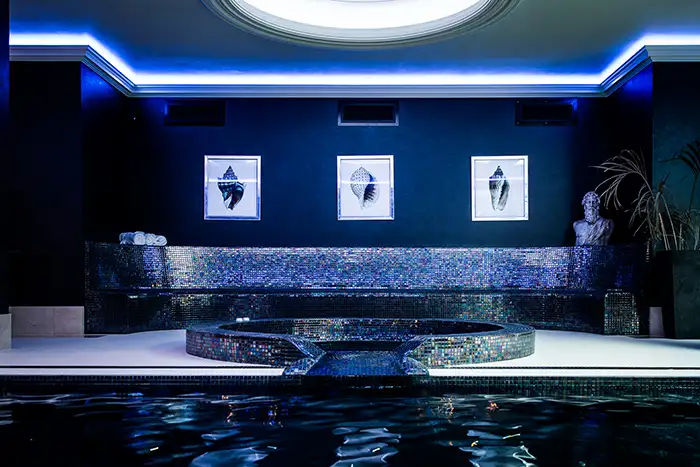 Pool features Spa in an indoor pool