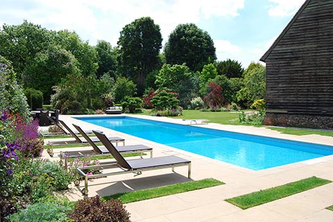 External view of a traditional pool house