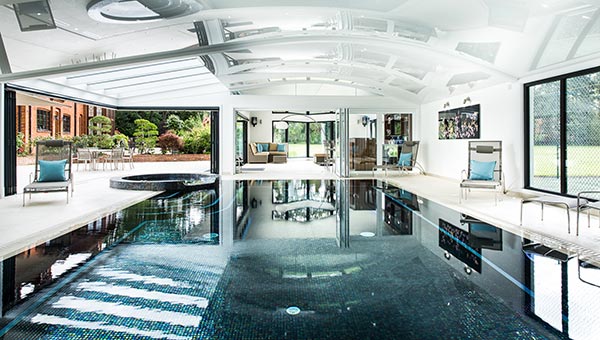 Indoor pool with spa